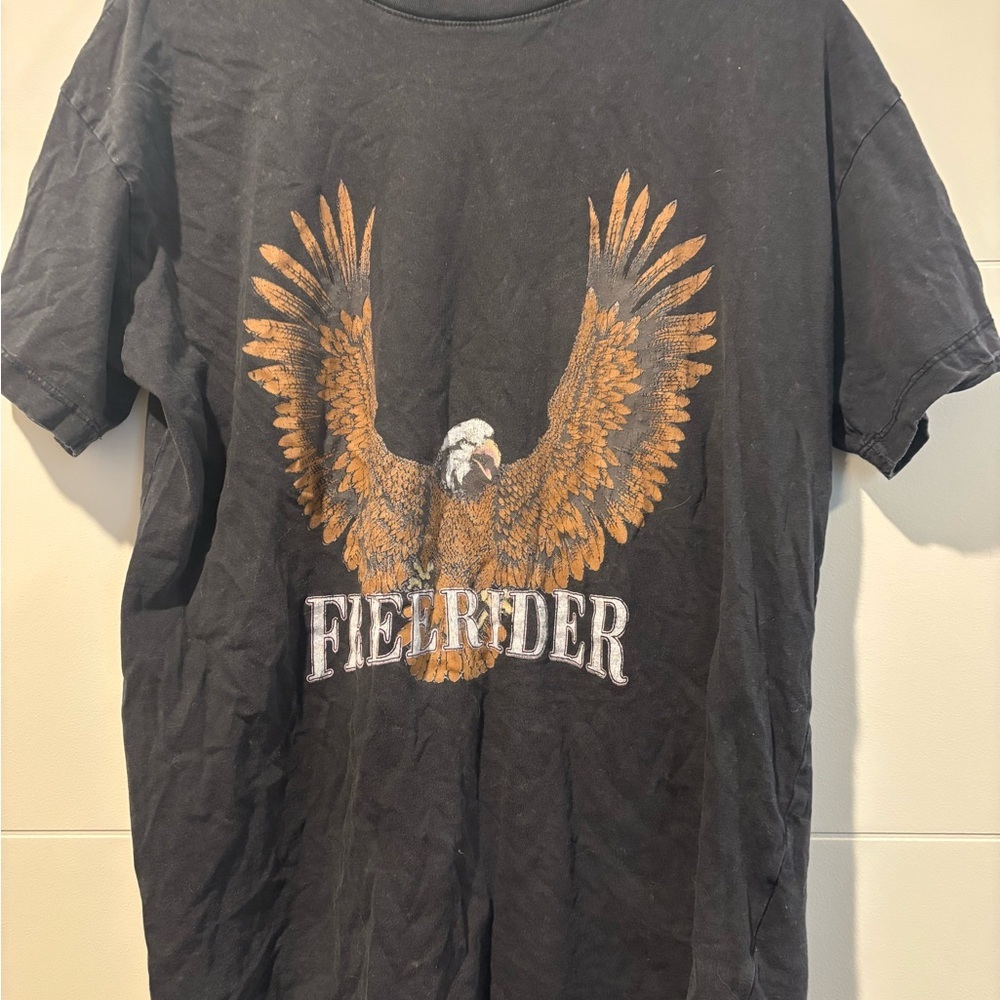 Cotton On Black and Orange Short Sleeve Tee with Eagle Design
